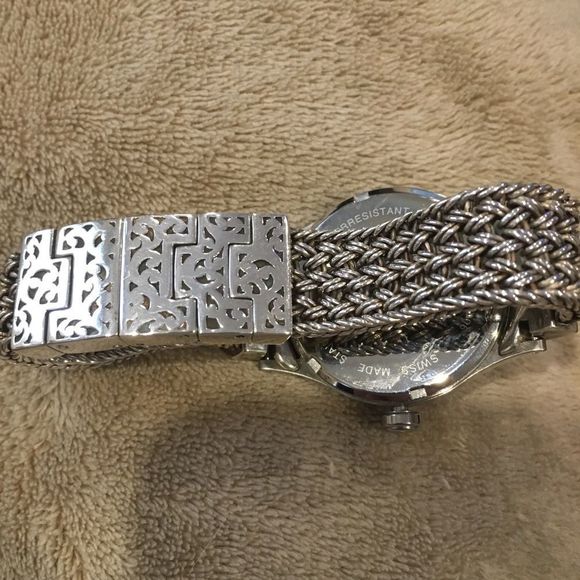 LOIS HILL Watch Blue Face Sterling Silver Band HTF - Picture 10 of 11